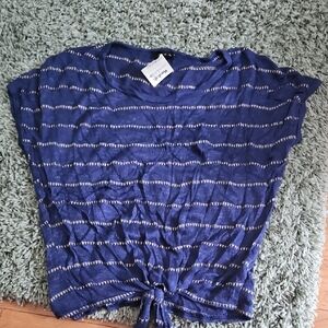 Edge Blue Tie Front Relaxed T-Shirt